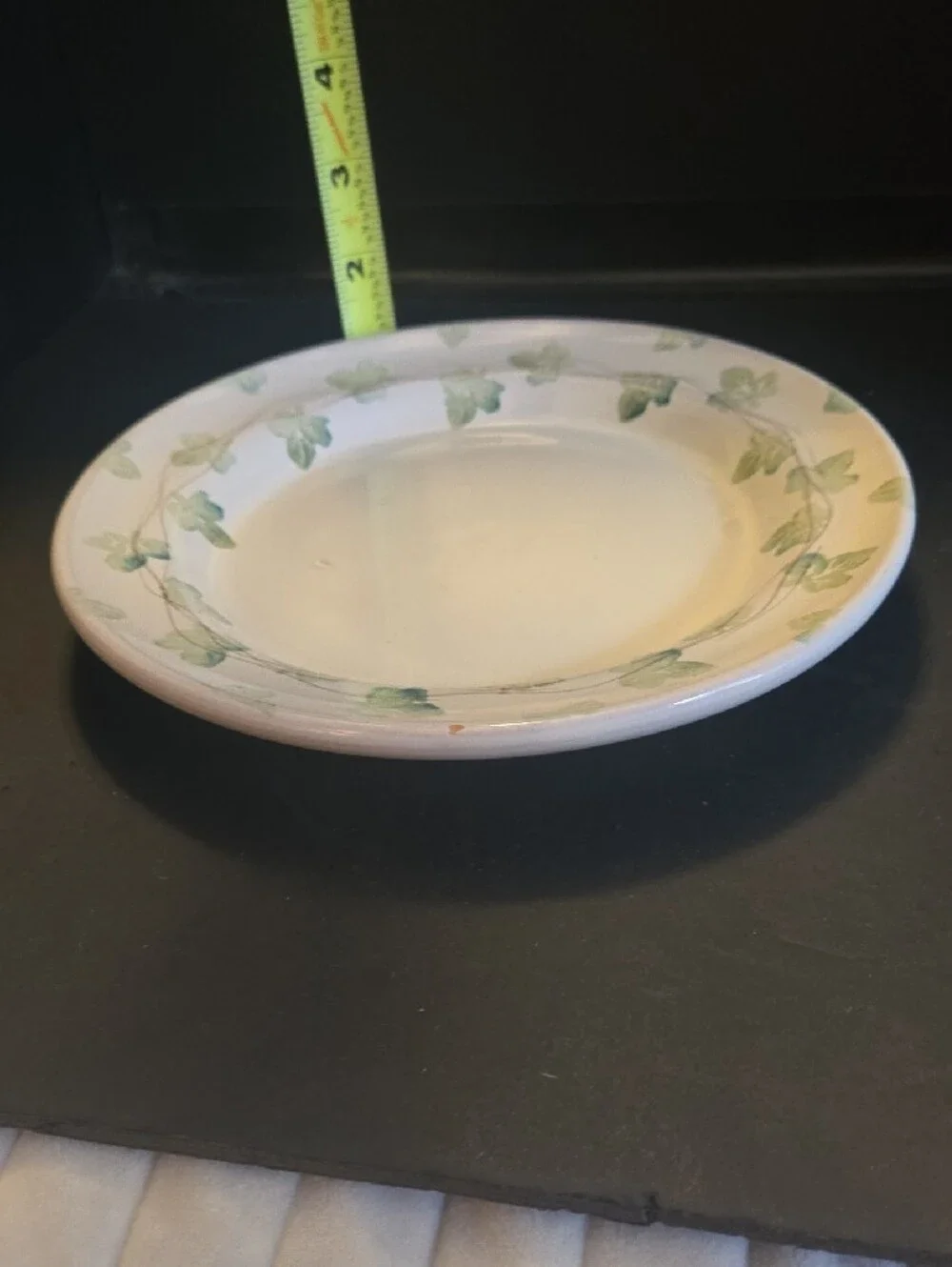 Hand Painted Ivy Leaf Ceramic Dinner Plate - Soft Green Made In Italy